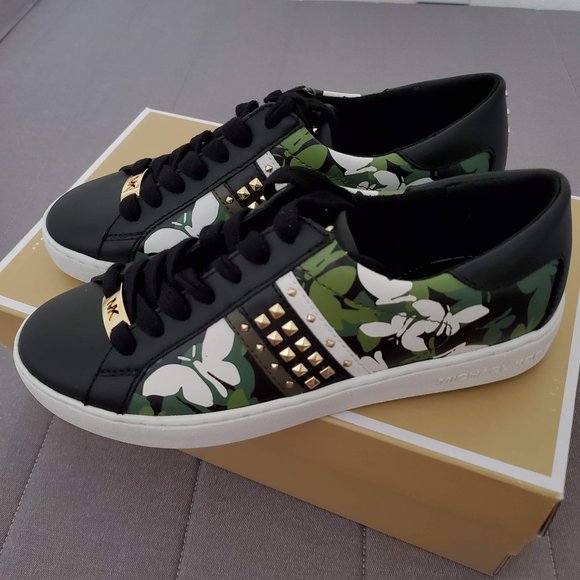 NEW Michael Kors Leather Butterfly Studded Sneaker - Picture 4 of 8